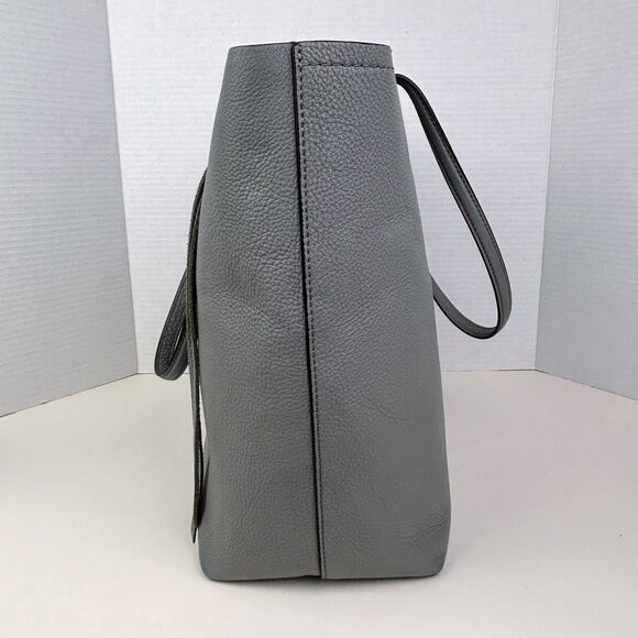 Rebecca Minkoff Sherry Leather Dog Clip Tote Shoulder Bag Zip Top Grey Taupe - Picture 4 of 16